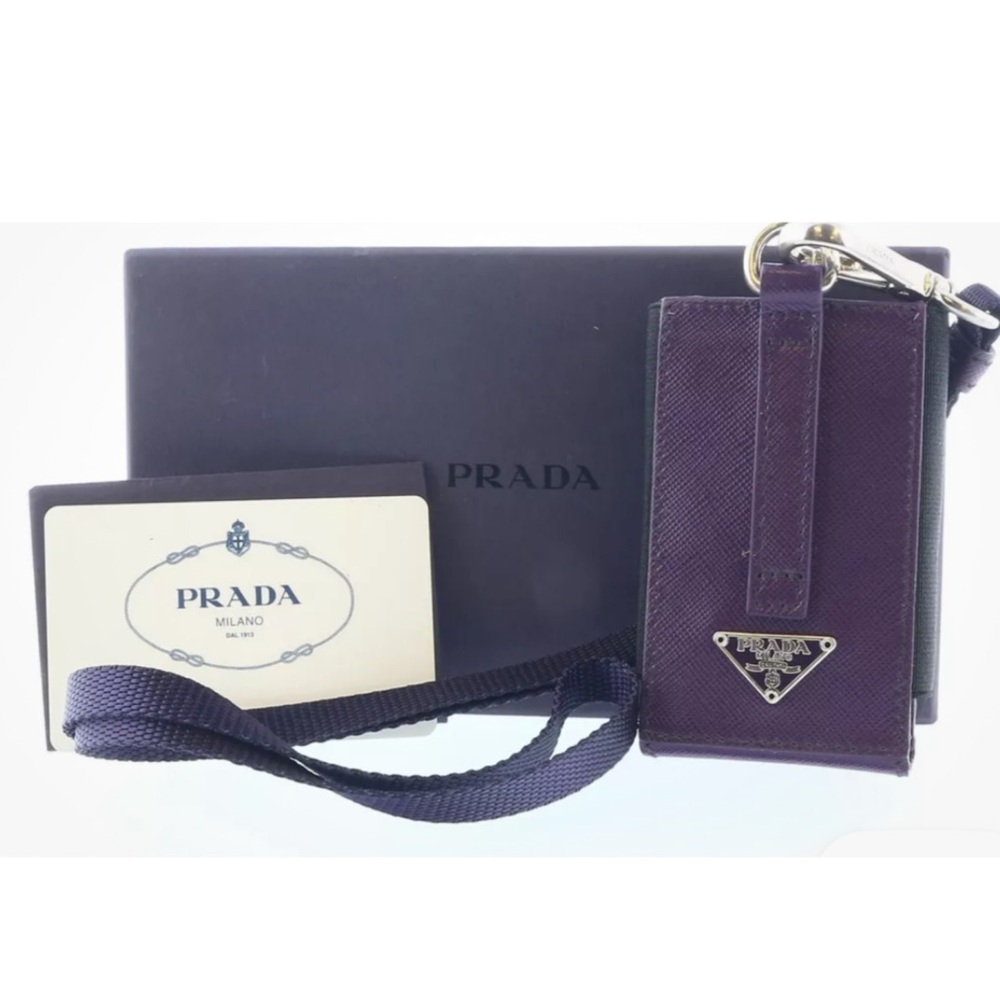 Prada Purple Card Holder with Strap